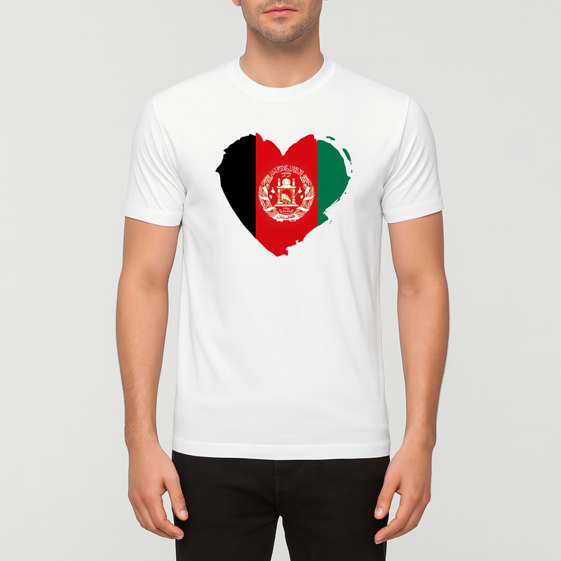 تیشرت آستین کوتاه مردانه طرح پرچم افغانستان کد T 260