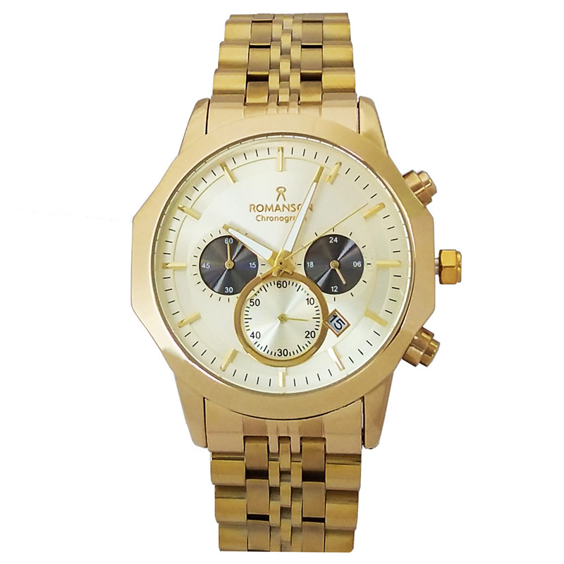 ساعت مچی عقربه‌ای مردانه رومانسون مدل بندفلزی کوارتز کرنوگراف کد 9