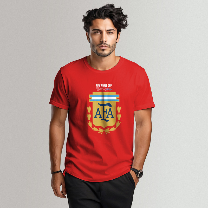 تی شرت آستین کوتاه مردانه مدل جام جهانی 2026 طرح تیم آرژانتین