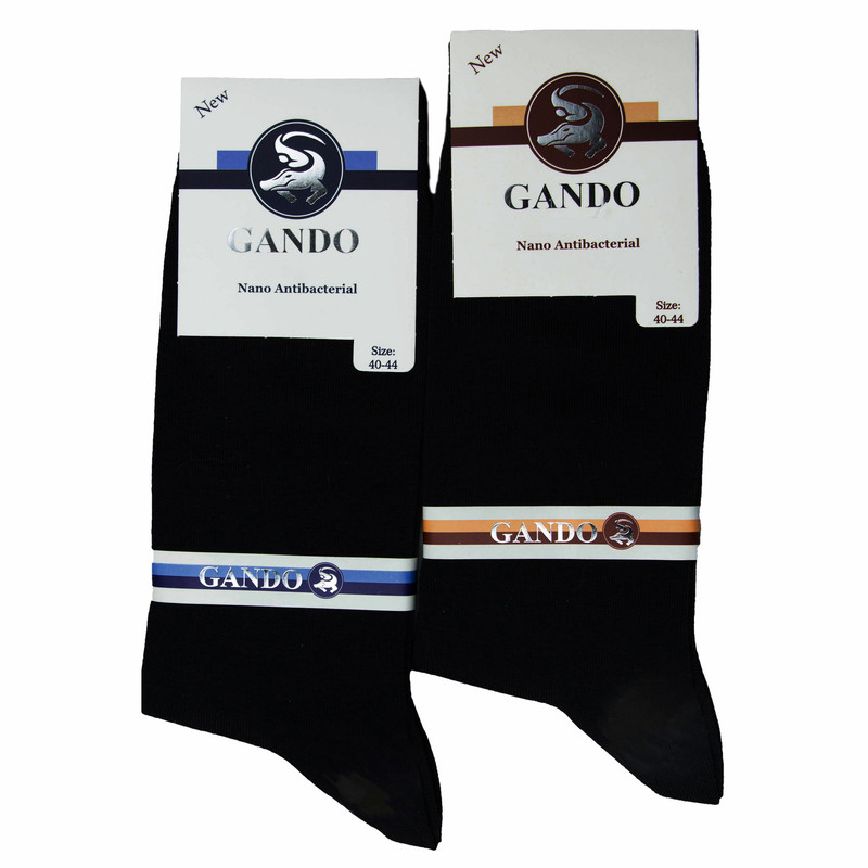 جوراب ساق بلند مردانه گاندو مدل نانو نخی رنگ مشکی بسته 2 عددی