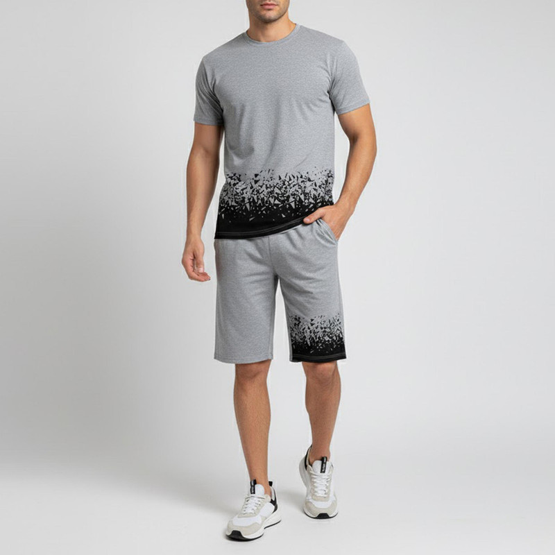 ست تی شرت و شلوارک مردانه مدل انتزاعی A31