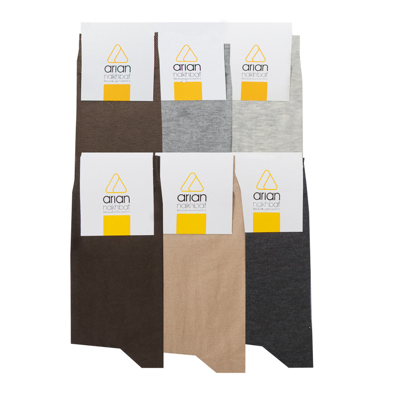 جوراب ساق بلند مردانه آریان نخ باف مدل 5131 بسته شش عددی
