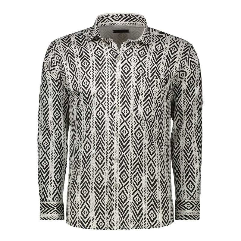 پیراهن آستین بلند یقه برگردان مردانه مدل لوزی کد LO-WB