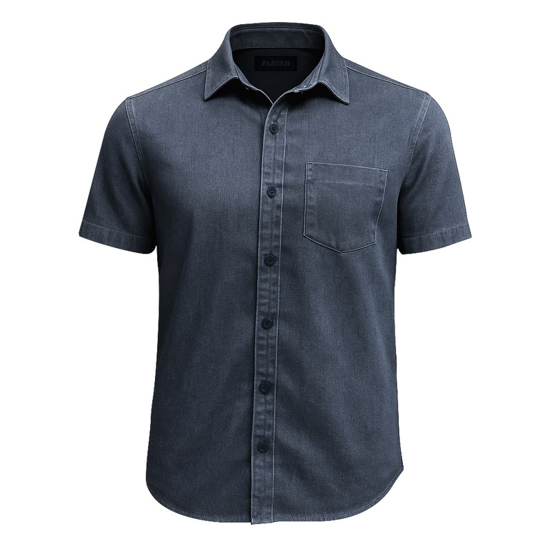 پیراهن آستین کوتاه یقه برگردان مردانه مدل جین 13S
