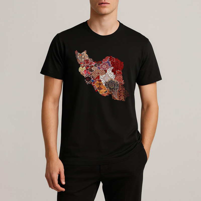 تی شرت آستین کوتاه مردانه مدل نقشه ایران