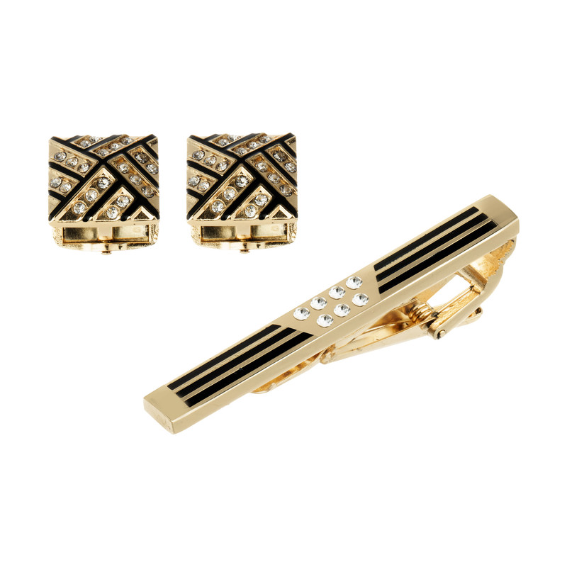 ست دکمه سردست و گیره کراوات مردانه کد 10-38