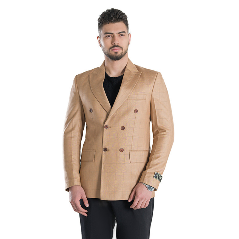 کت تک مردانه مدل چهارخانه شکوه دبل برس کرم 5-2