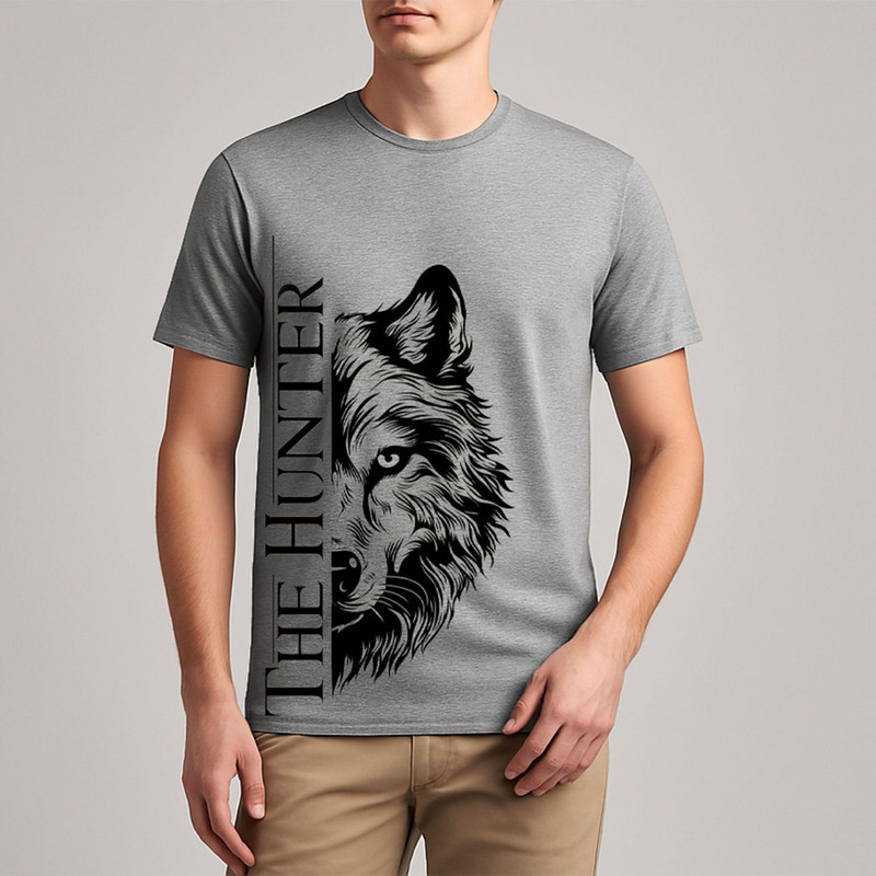 تی‌شرت آستین کوتاه مردانه مدل گرگ کد V358