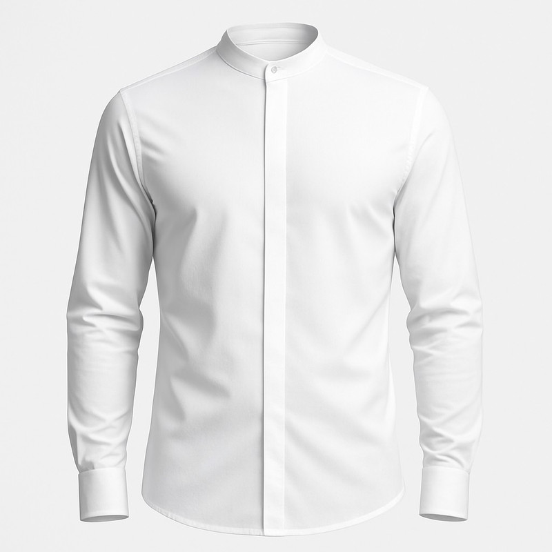 پیراهن آستین بلند یقه دیپلمات مردانه مدل قاپک مخفی الوند