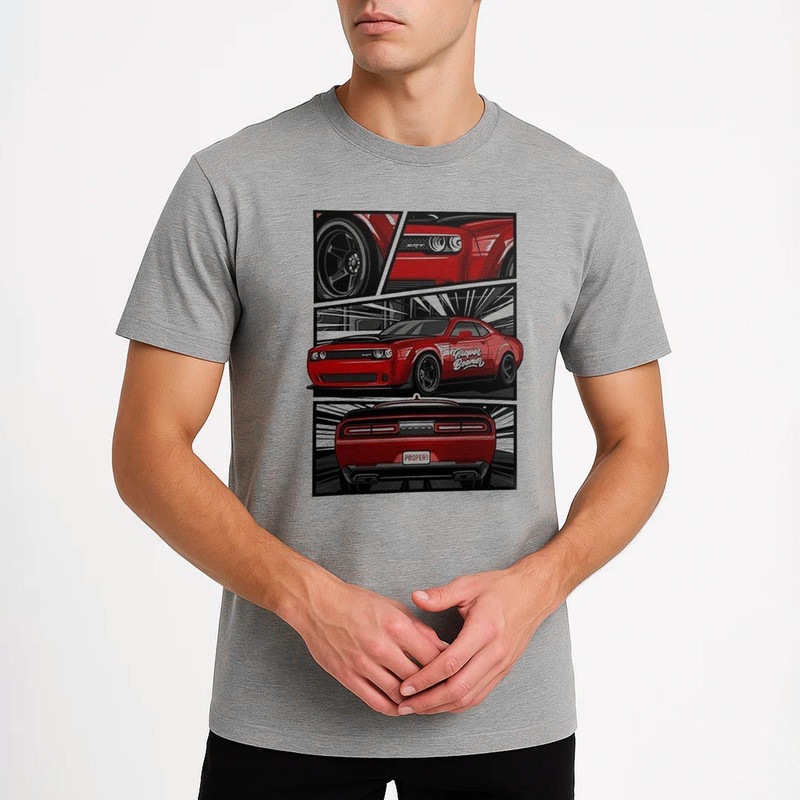 تی شرت آستین کوتاه مردانه مدل ماشین قرمز کد V248