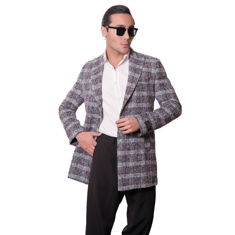 پالتو مردانه مدل چهارخانه موهر 3-3