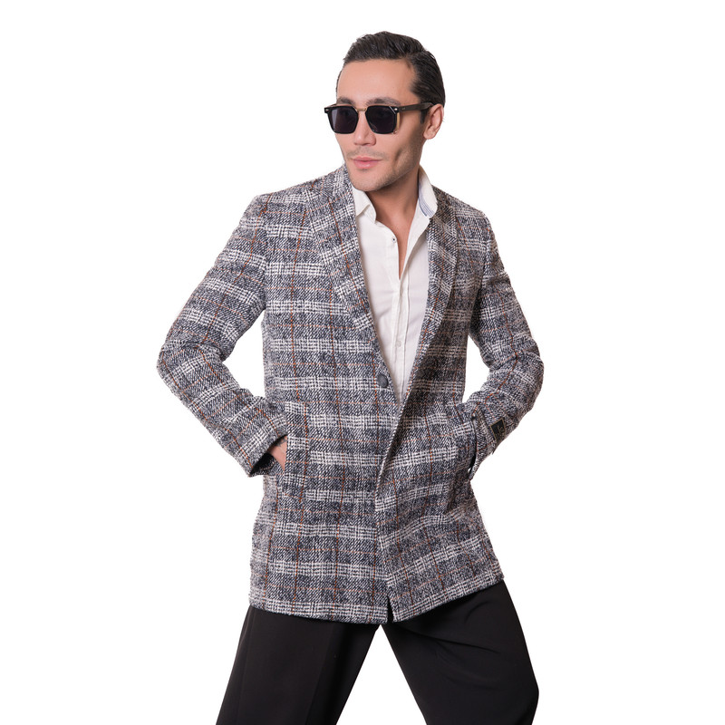 پالتو مردانه مدل چهارخانه موهر 2-2