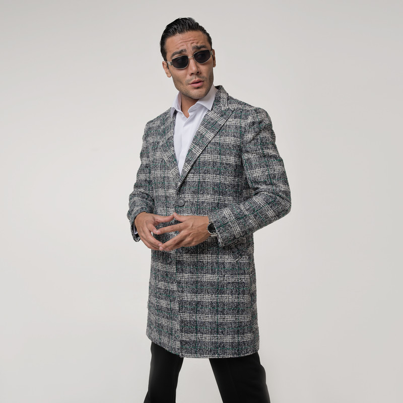 پالتو کوتاه مردانه مدل چهارخانه دبل برس ماهوت 3