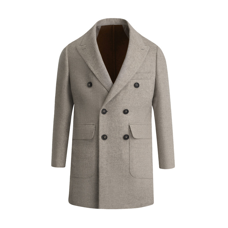 پالتو بلند مردانه کروم مدل دبل برست پشمی 2520301