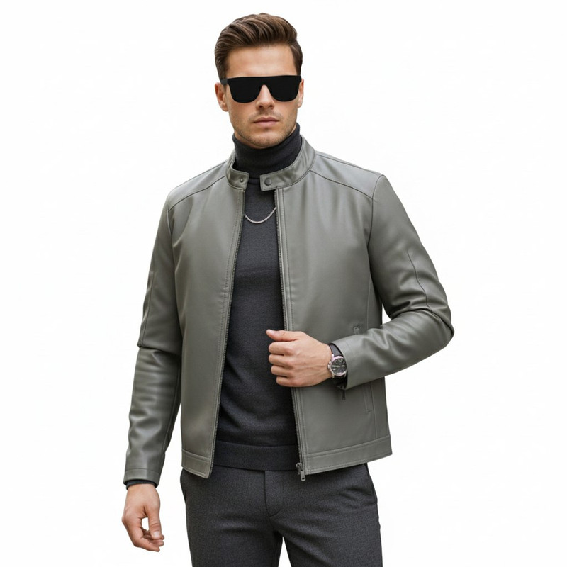 کت چرم مردانه مدل یقه دیپلمات