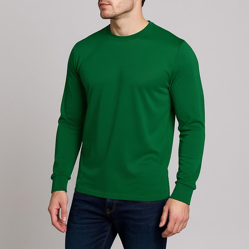تی شرت آستین بلند مردانه رانژ مدل ساده 23RA05 - 411 سبز