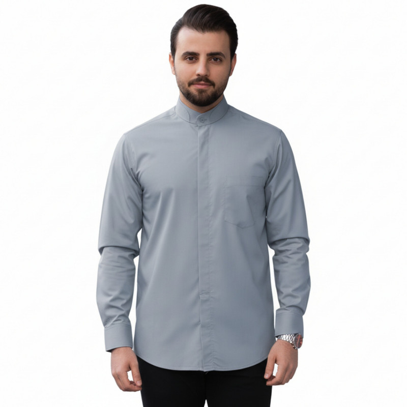 پیراهن آستین بلند یقه دیپلمات مردانه مدل S 55