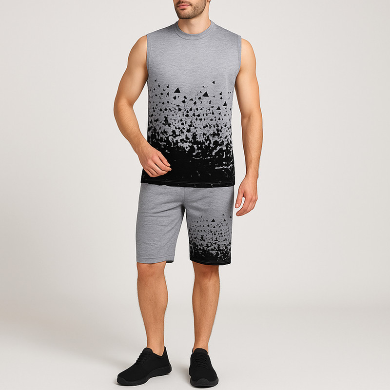 ست تاپ و شلوارک مردانه مدل انتزاعی کد N530