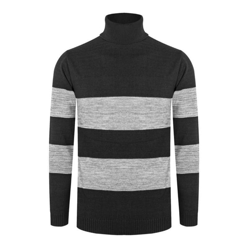 پلیور یقه اسکی مردانه مدل بافت راه راه