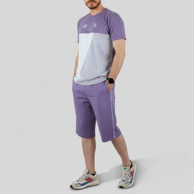 ست تی شرت و شلوارک مردانه آریان نخ باف مدل 17634