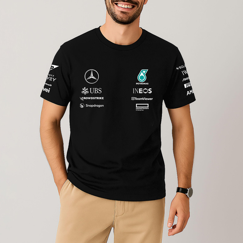 تی شرت آستین کوتاه مردانه طرح بنز ریسینگ کد T-MBAMG-B