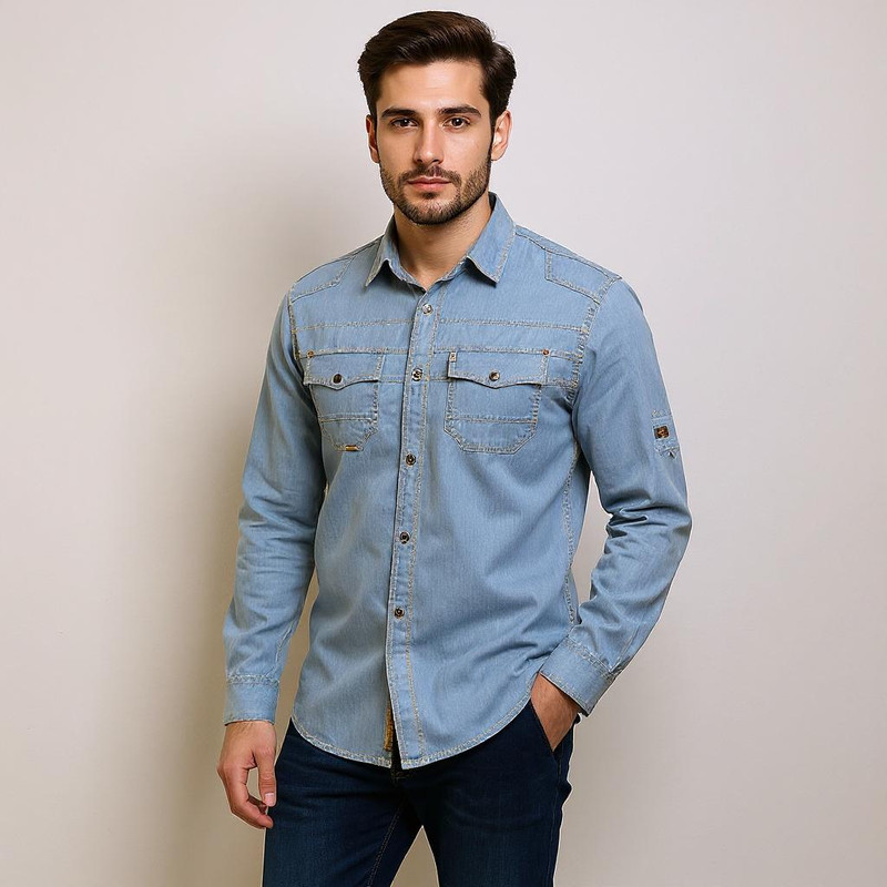 پیراهن آستین بلند مردانه پایتی جامه مدل جین کد 16314687