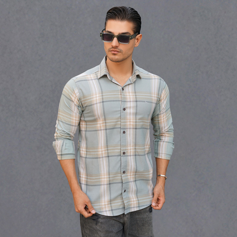 پیراهن آستین بلند یقه برگردان مردانه مدل 1193
