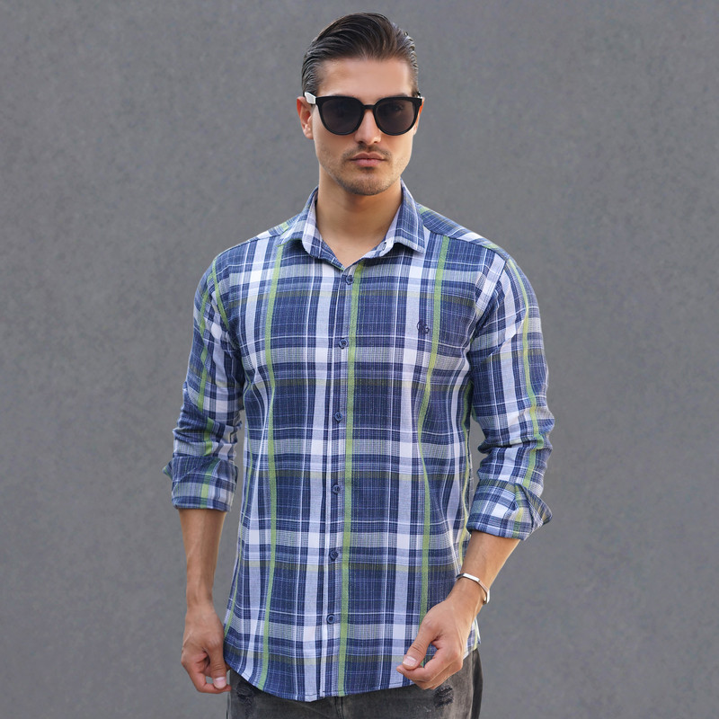 پیراهن آستین بلند یقه برگردان مردانه مدل 1191