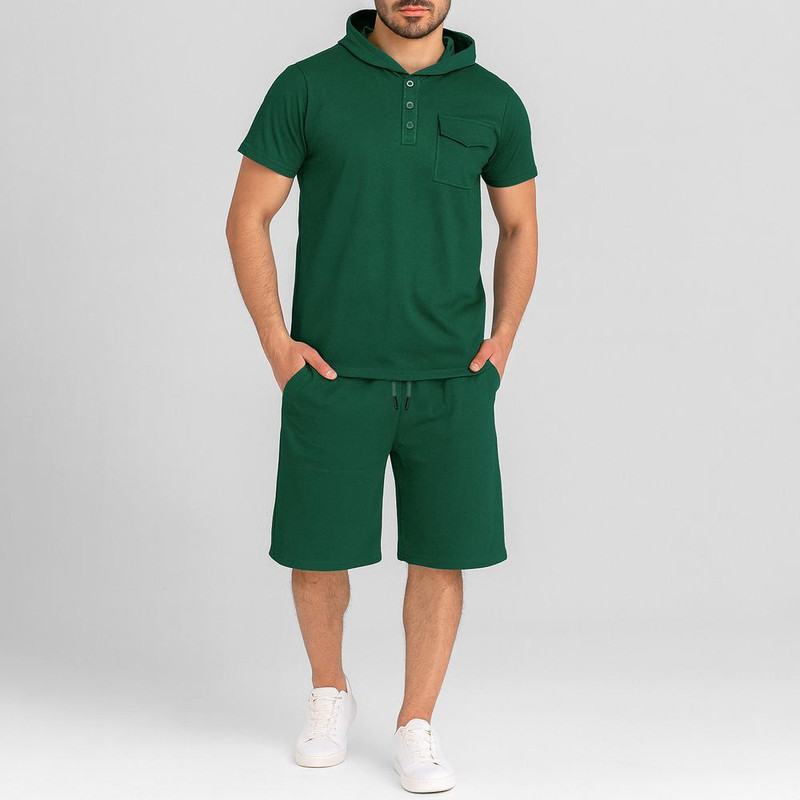 ست تی شرت کلاهدار و شلوارک مردانه مادر مدل Taco