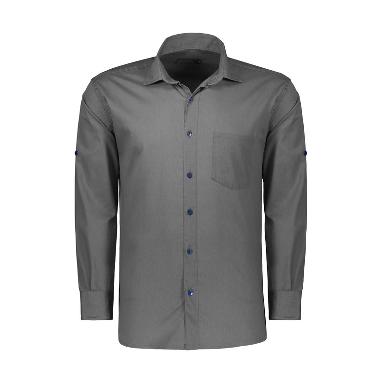 پیراهن آستین بلند یقه برگردان مردانه مدل کتان تک جیب کد C-TU