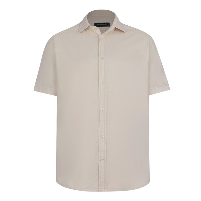 پیراهن آستین کوتاه یقه برگردان مردانه پاتن جامه مدل کتان کد MC8113