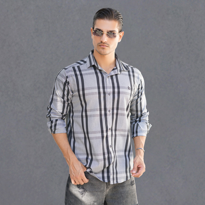 پیراهن آستین بلند یقه برگردان مردانه مدل 1192