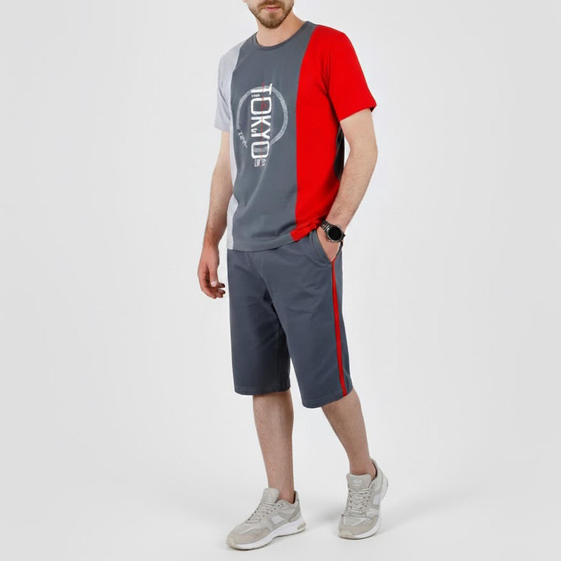 ست تی شرت و شلوارک راحتی مردانه آریان نخ باف مدل 17632