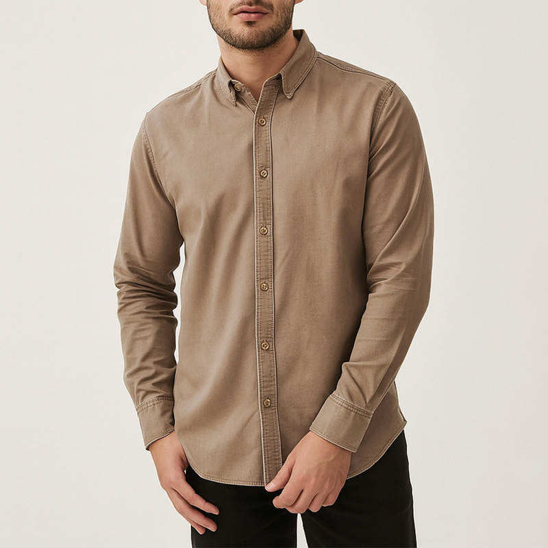 پیراهن آستین بلند مردانه پایتی جامه مدل کتان ساده کد 13618318