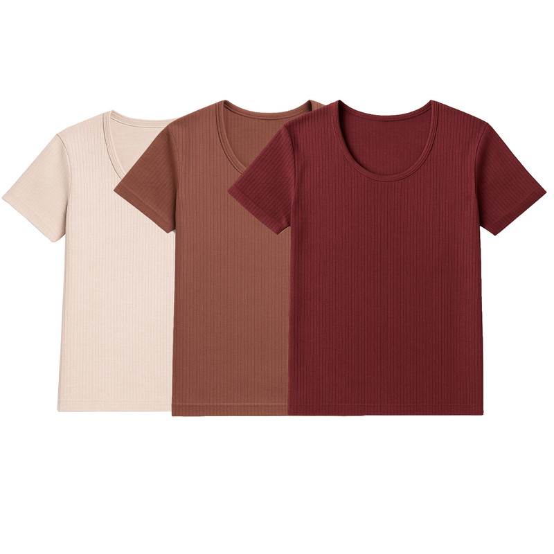 زیرپوش آستین‌دار یقه گرد مردانه آریان نخ باف مدل 1215 بسته سه عددی