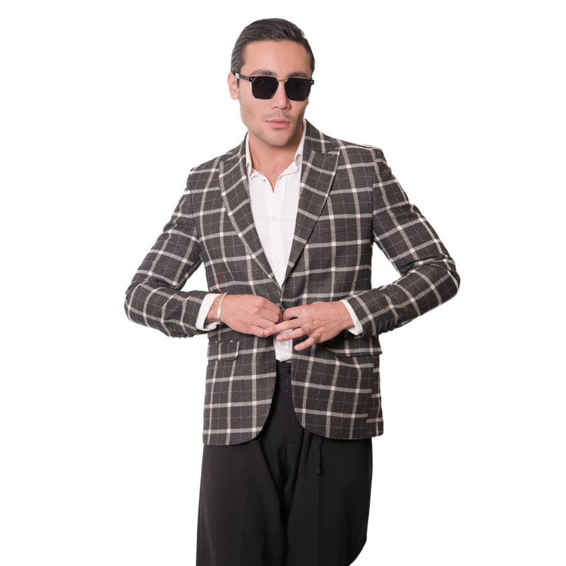 کت تک رسمی مردانه مدل چهارخانه درشت سناتور 5-5