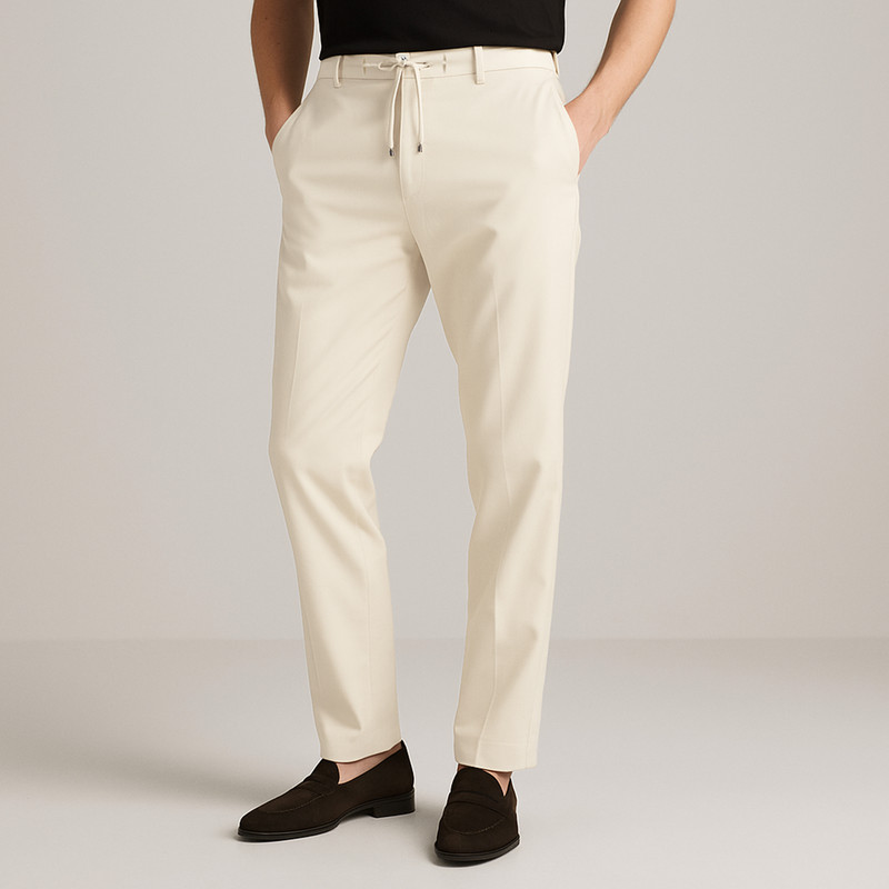 شلوار مردانه کروم مدل پارچه ای کمربند دار 2422506