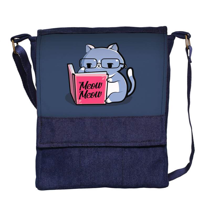 کیف رودوشی چی چاپ طرح گربه کتابخوان کد 65549