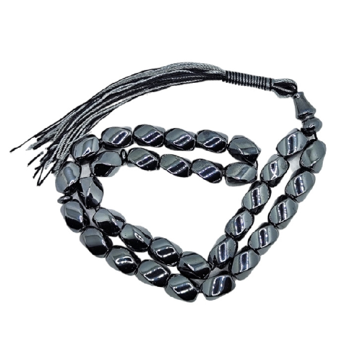 تسبیح نقره جات بافندگان مدل سنگ حدید صینی کد 33