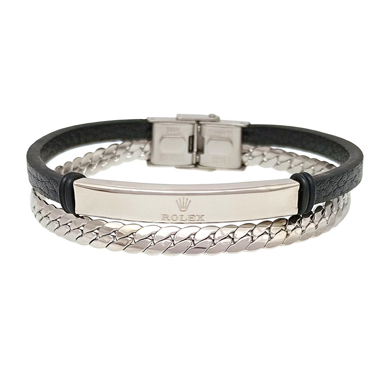 دستبند مردانه مدل چرم و زنجیر