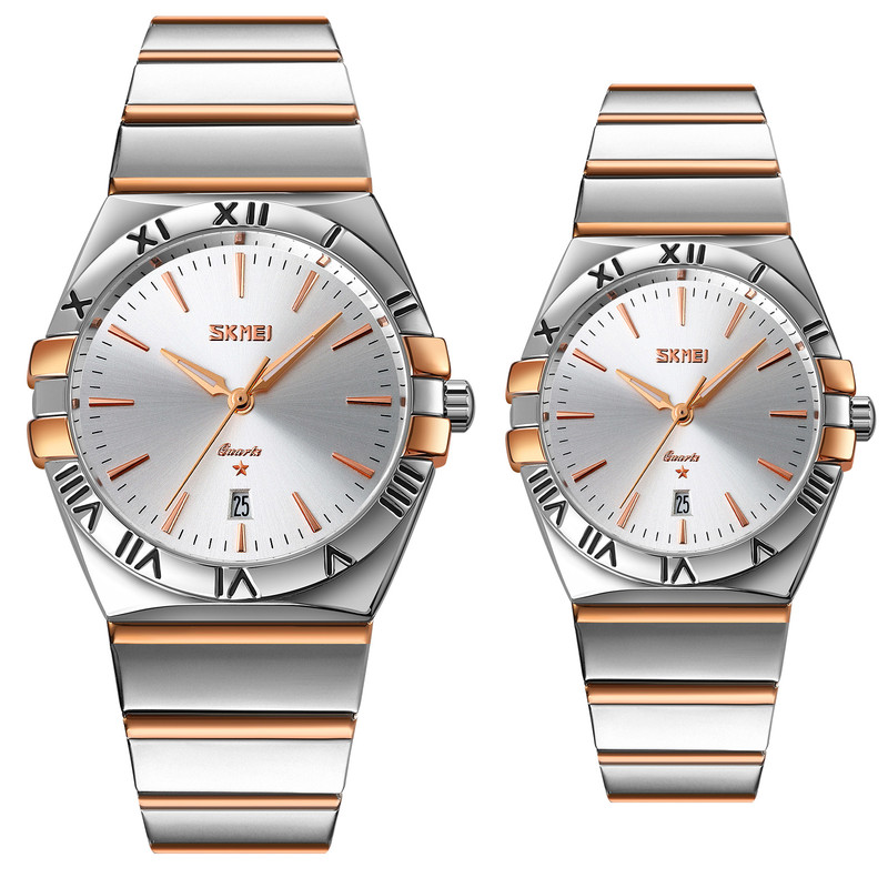 ست ساعت مچی عقربه ای زنانه و مردانه اسکمی مدل 9257 کد 02