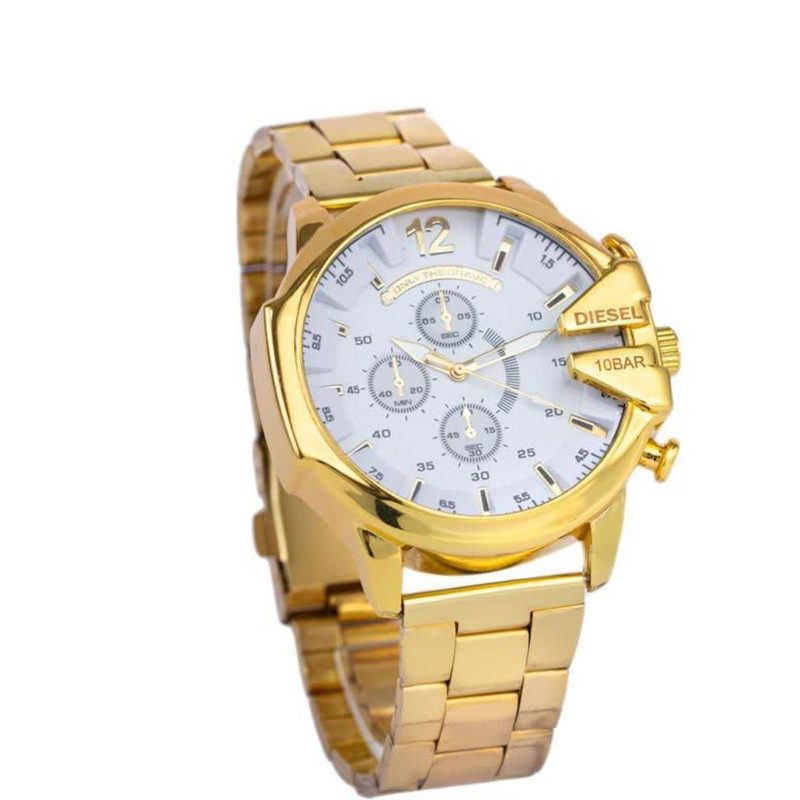 ساعت مچی عقربه‌ای کوارتز مردانه مدل ساعت شخدار بند طلایی  کوارتز مدل کلاسیک کد 870