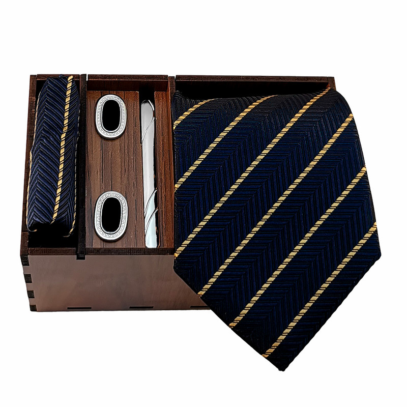 ست کراوات و دستمال جیب و دکمه سردست و گیره کراوات مردانه مدل 704