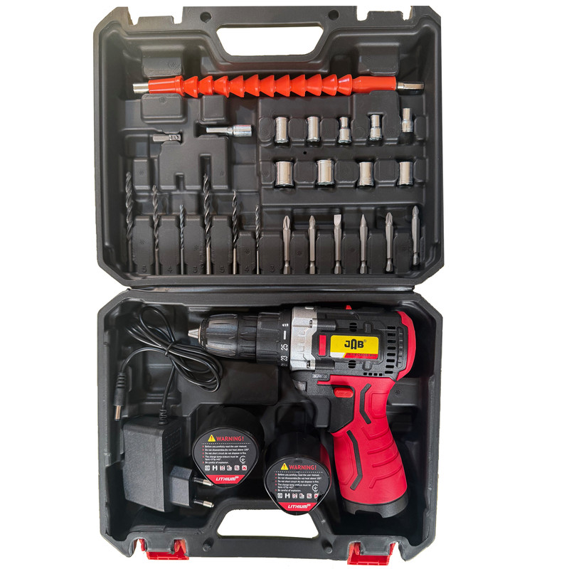 پیچ گوشتی شارژی 118 ولت سه نظام 10 میلیمتری جاب مدل JB-118 CROSS Mini مجموعه 40 عددی