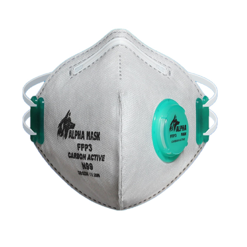 ماسک تنفسی آلفا ماسک 7 لایه کد N99 CARBON ACTIVE بسته 12 عددی