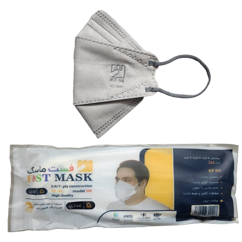 ماسک تنفسی فست مدل سه بعدی شش لایه KF94  کد 20 بسته 25 عددی