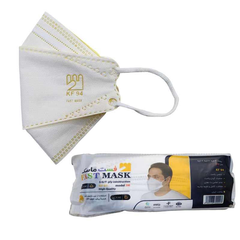 ماسک تنفسی فست مدل سه بعدی شش لایه نانو کد 001 بسته 30 عددی