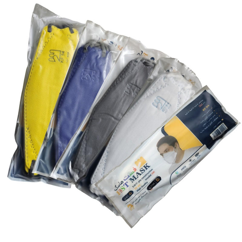 ماسک تنفسی فست مدل سه بعدی شش لایه KF94  کد رنگارنگ بسته 30 عددی